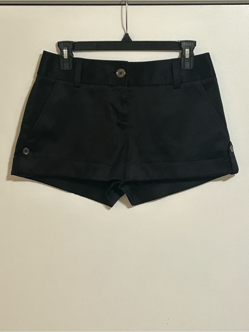 Express Black High-Waist Satin Shorts